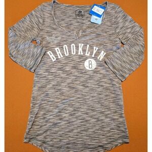 Adidas Women's Small Brooklyn Nets NBA 3/4 Slv TShirt Shirt T-Shirt‎ NEW